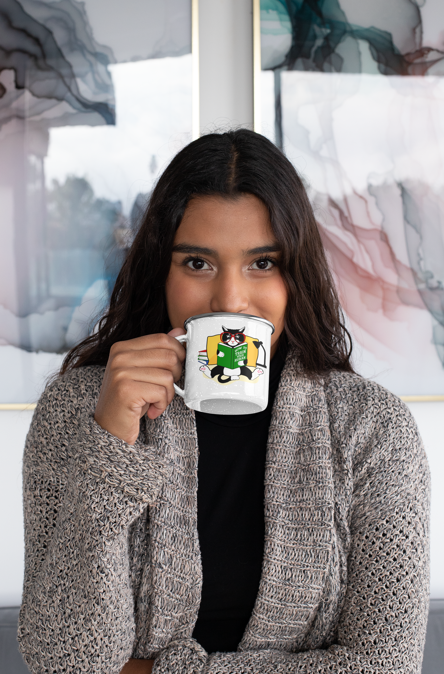 Enamel Cat Mug, How To Train Your Human Novelty Mug